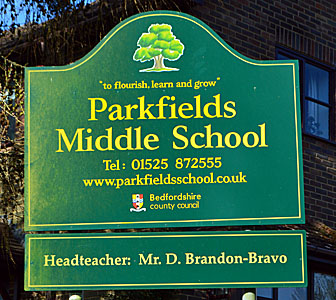 Parkfields Middle School sign